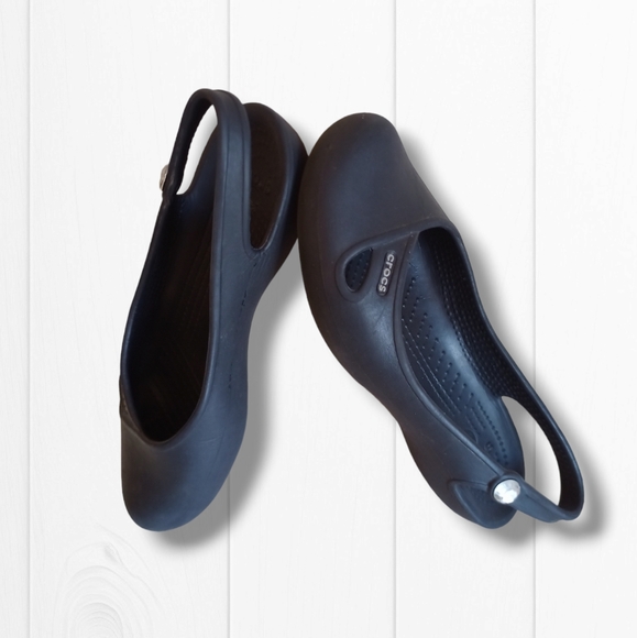 CROCS Women's Olivia Black Jeweled Slingback Croslite Flat Sandals - Picture 10 of 16